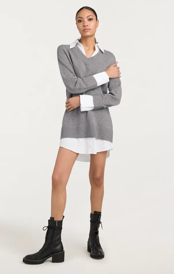 Women Santina Dress Heathergreywhite Cinq Sept Mini