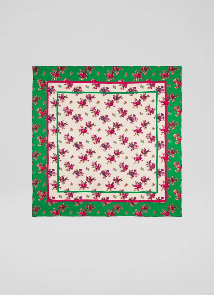 Women Scarves and Wraps LKBennett Bea Green And Cream Scribble Print Silk Scarf Women Scarves and Wraps LKBennett Bea Green And Cream Scribble Print Silk Scarf