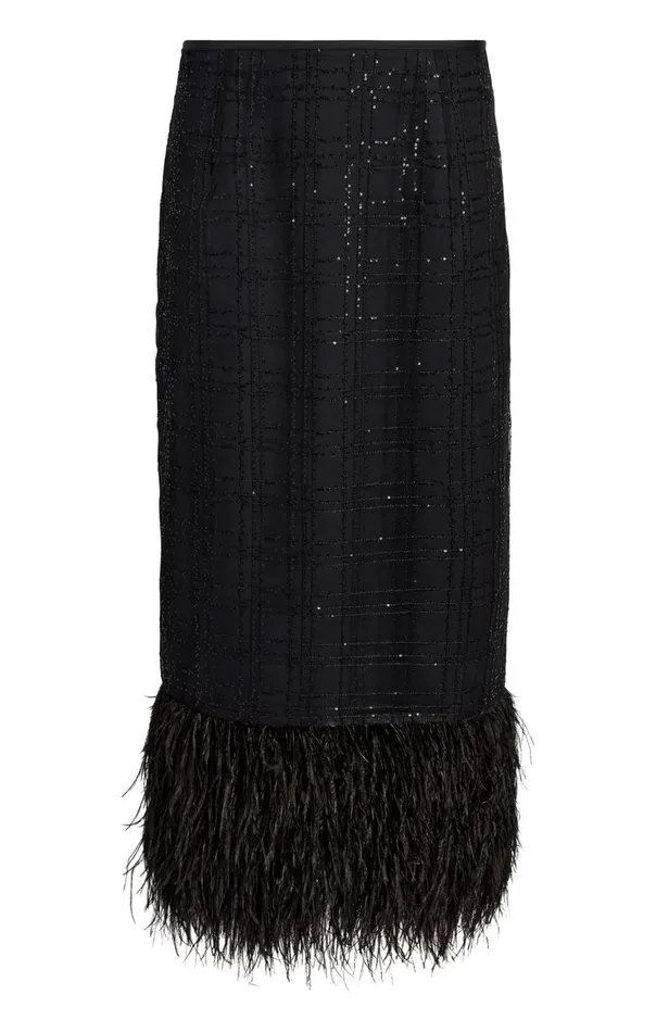 Women Sequin Plaid Charisse Skirt Black Cinq Sept Skirts