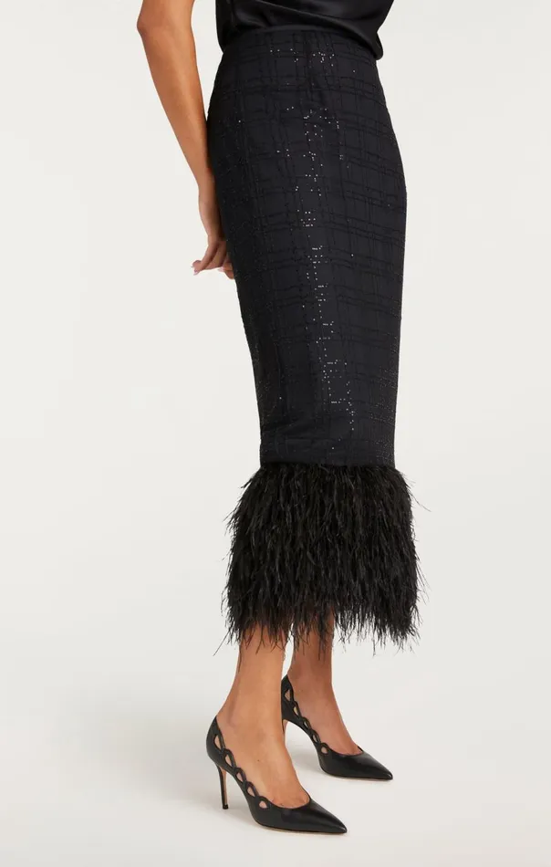 Women Sequin Plaid Charisse Skirt Black Cinq Sept Skirts