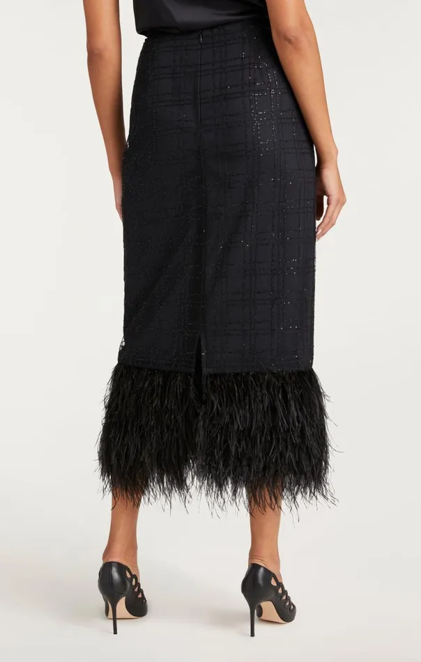 Women Sequin Plaid Charisse Skirt Black Cinq Sept Skirts