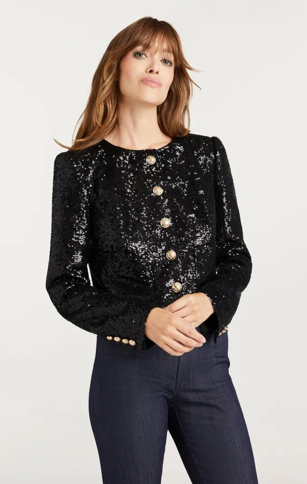 Women Sequin Randi Jacket Black Cinq Sept Jackets