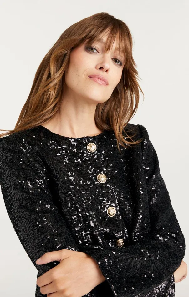 Women Sequin Randi Jacket Black Cinq Sept Jackets