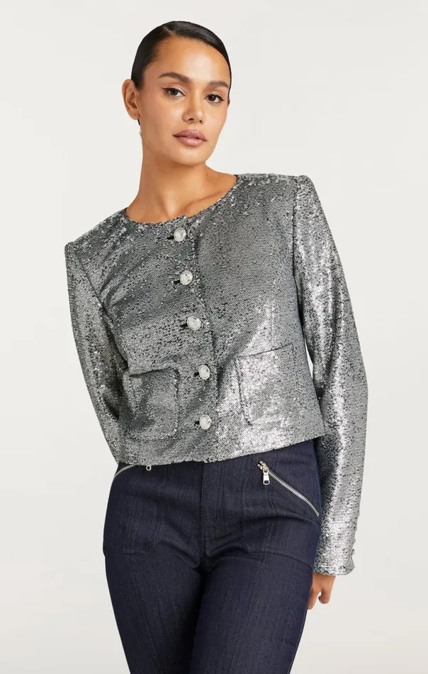 Women Sequin Randi Jacket Silver Cinq Sept Jackets