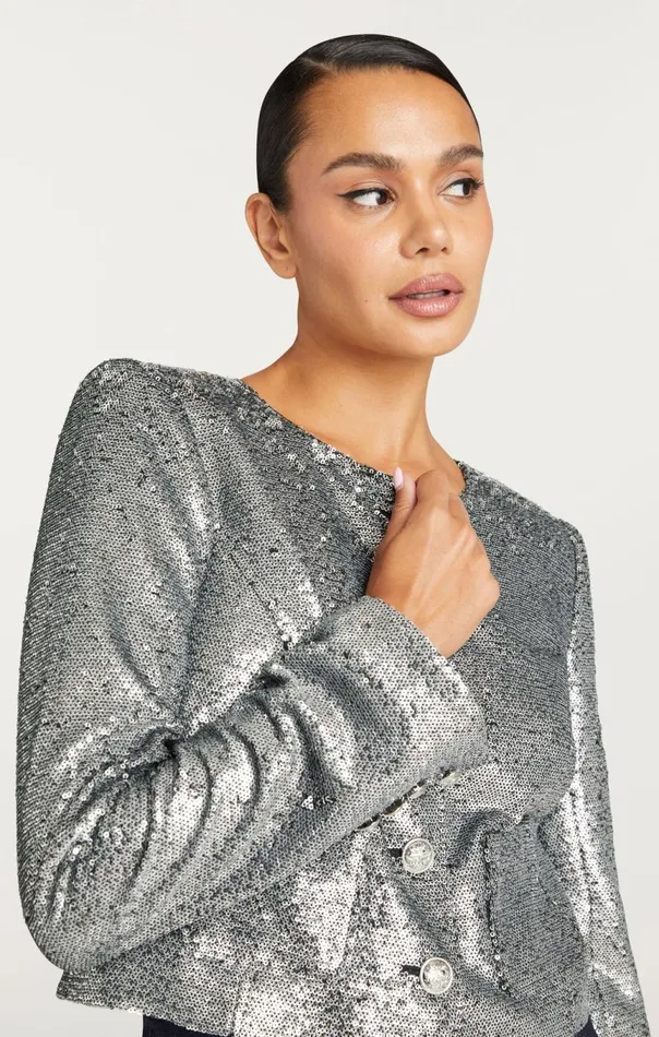 Women Sequin Randi Jacket Silver Cinq Sept Jackets
