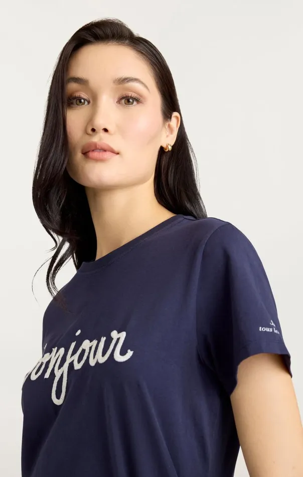 Women Sequined Bonjour Tee Navywhite Cinq Sept Tees