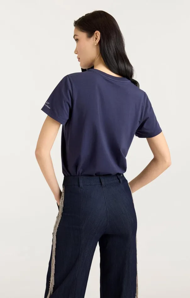 Women Sequined Bonjour Tee Navywhite Cinq Sept Tees