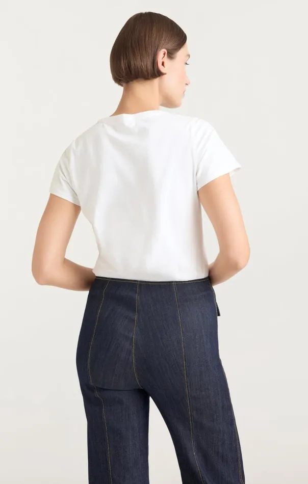 Women Shrunken L039amour Tee Whitenavy Cinq Sept Tees