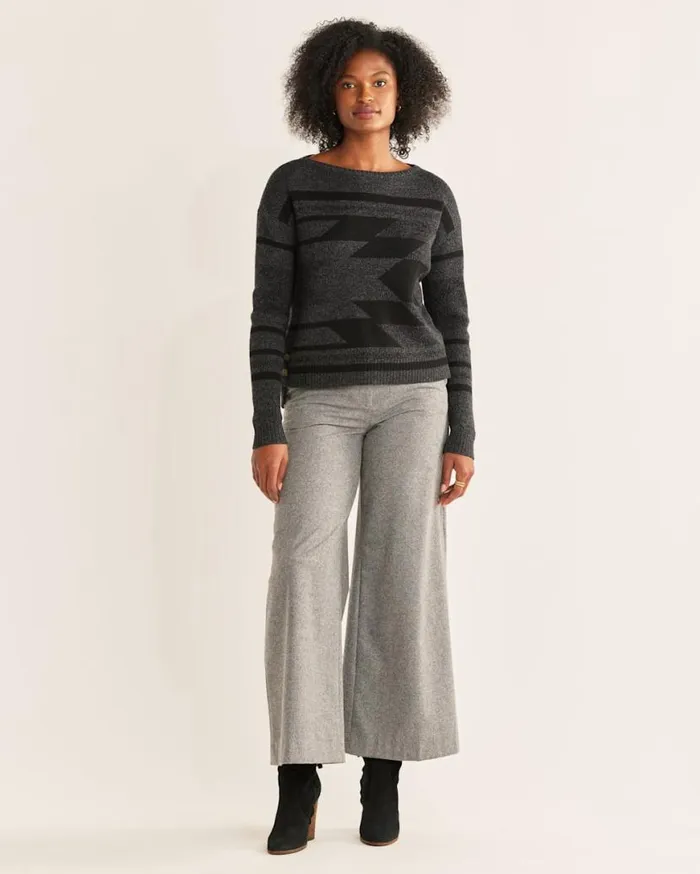 Women SIDEBUTTON MERINO SWEATER Charcoal Heatherblack Pendleton Sweaters
