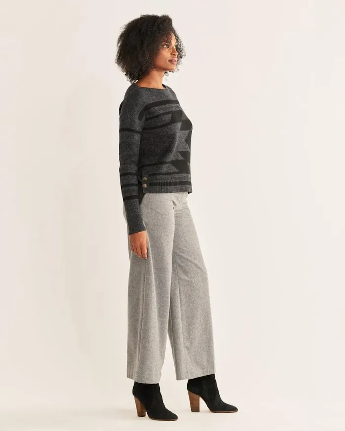 Women SIDEBUTTON MERINO SWEATER Charcoal Heatherblack Pendleton Sweaters