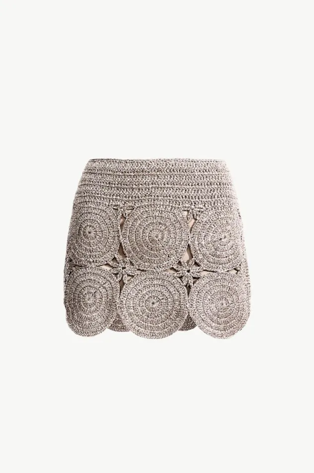 Women Simon Miller Bottoms Beep Beep Mini Skirt In Satellite Silver