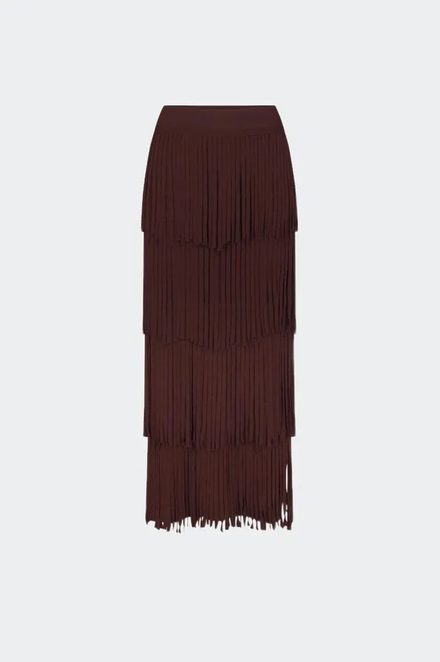 Women Simon Miller Bottoms Za Za Knit Fringe Skirt In Choco Brown