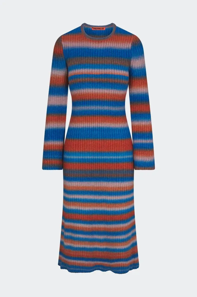 Women Simon Miller Dresses Axon Knit Dress In Matisse Blue Multi