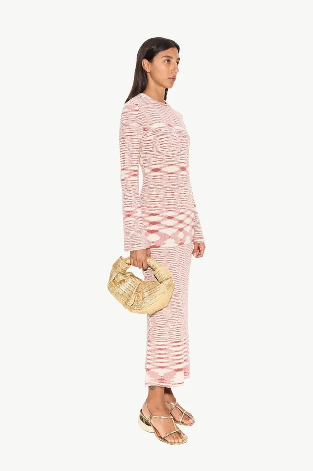 Women Simon Miller Dresses Axon Knit Dress In RustRice Flour Multi Cotton