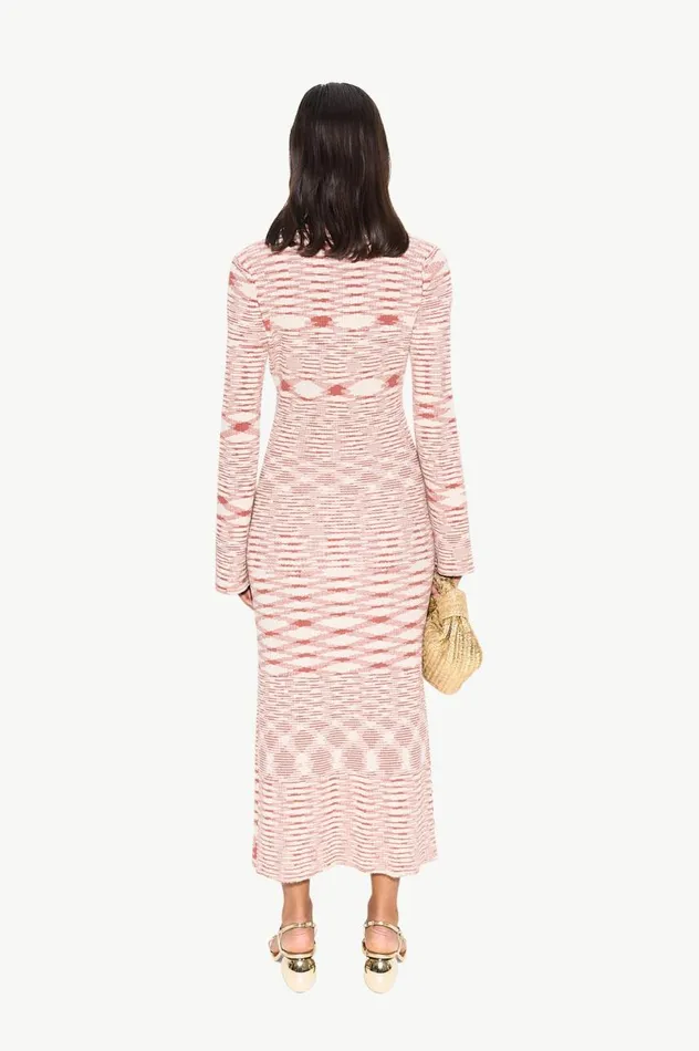 Women Simon Miller Dresses Axon Knit Dress In RustRice Flour Multi Cotton