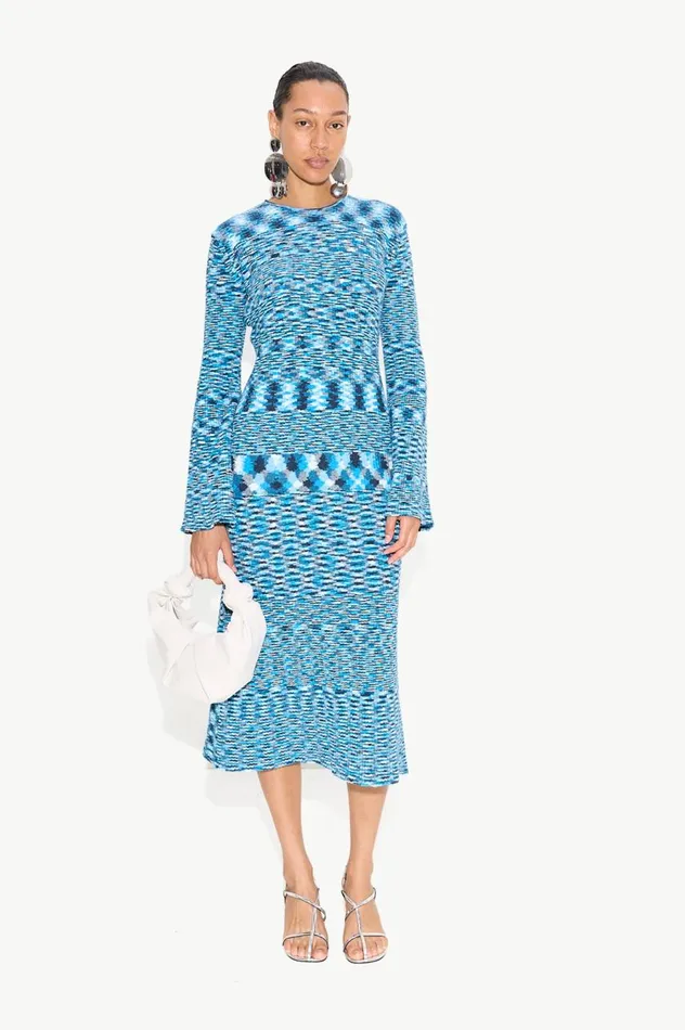 Women Simon Miller Dresses Axon Knit Dress In Vivid Sky Multi Cotton