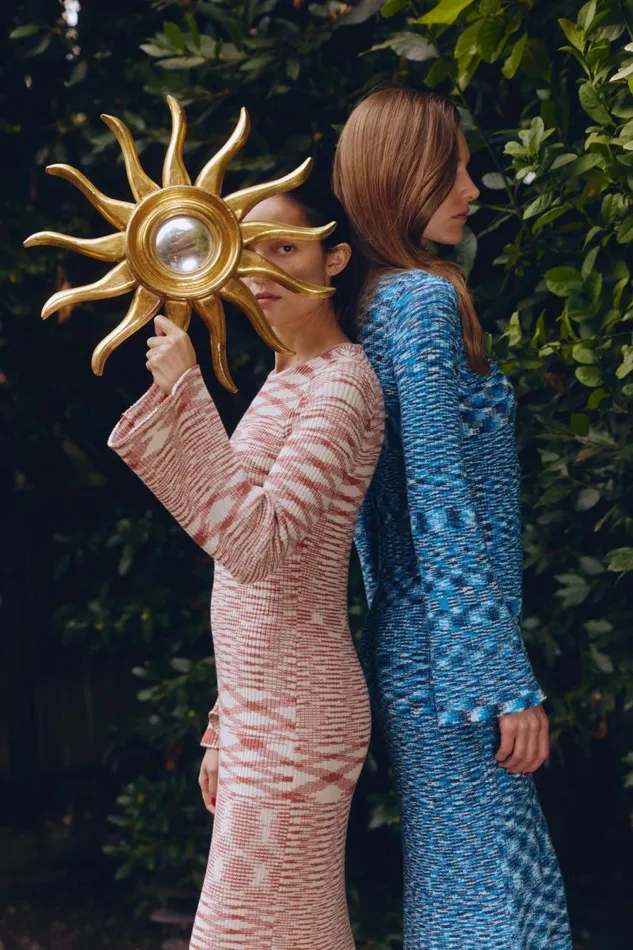 Women Simon Miller Dresses Axon Knit Dress In Vivid Sky Multi Cotton