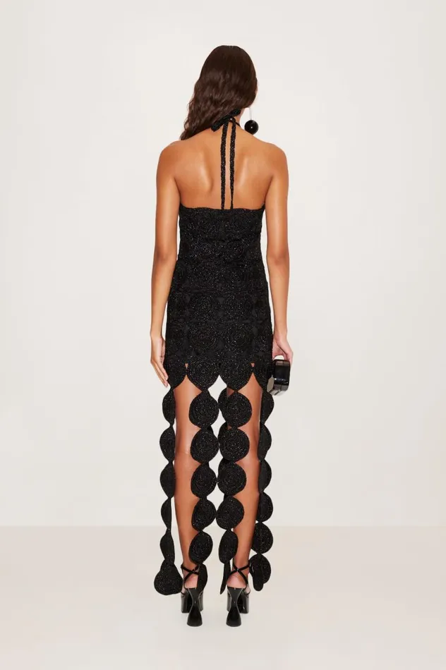 Women Simon Miller Dresses Beep Beep Dress In Black Hand Knit Lurex Crochet