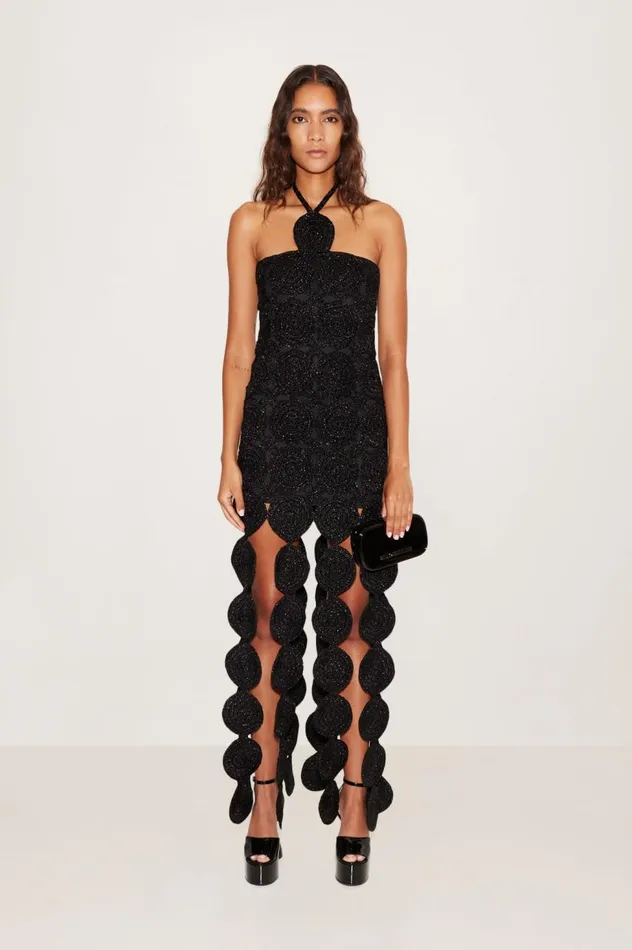 Women Simon Miller Dresses Beep Beep Dress In Black Hand Knit Lurex Crochet