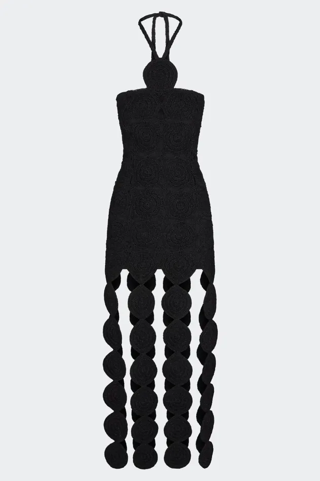 Women Simon Miller Dresses Beep Beep Dress In Black Hand Knit Lurex Crochet