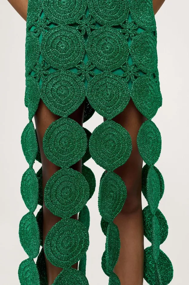 Women Simon Miller Dresses Beep Beep Dress In Gummy Green Hand Knit Lurex Crochet