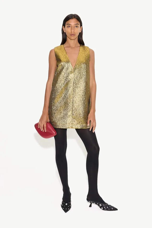 Women Simon Miller Dresses Fountain Metallic Mini Dress In Star Gold