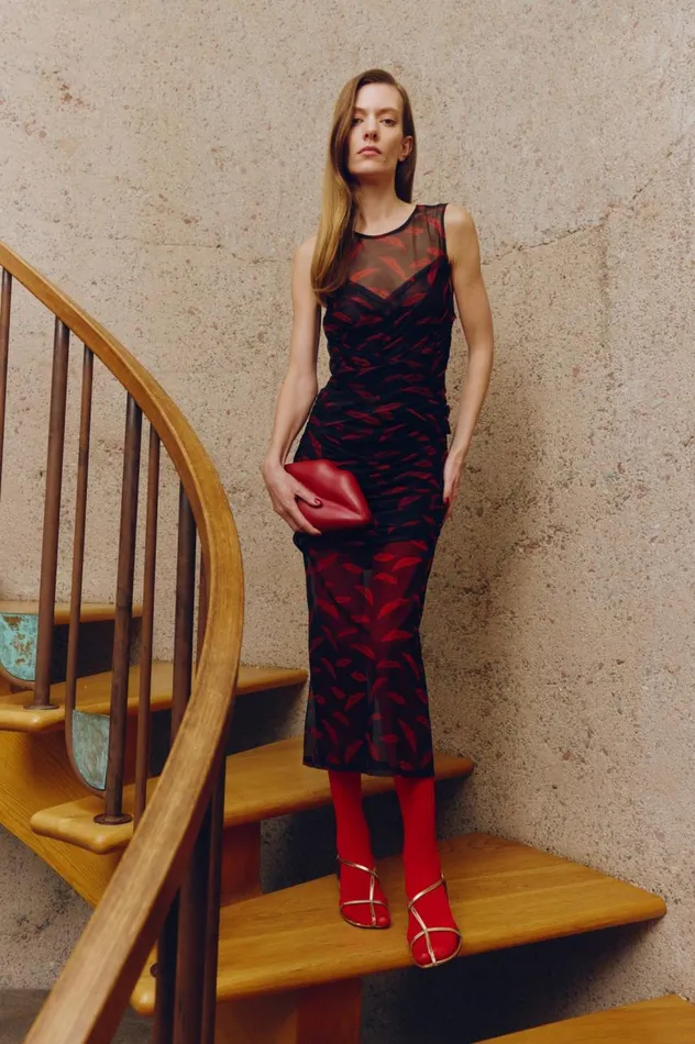 Women Simon Miller Dresses Kinny Mesh Dress In Lip Print Women Simon Miller Dresses Kinny Mesh Dress In Lip Print