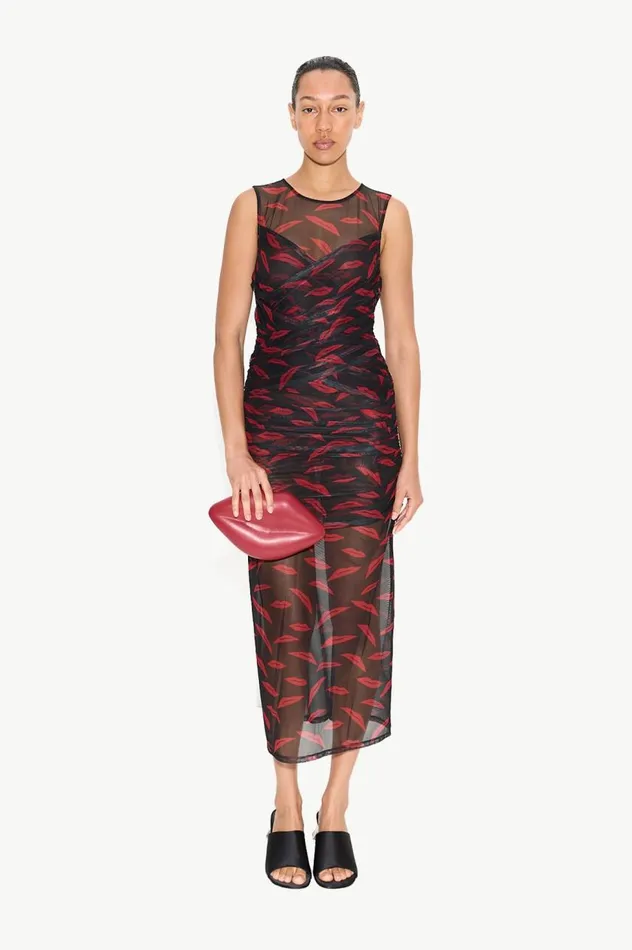 Women Simon Miller Dresses Kinny Mesh Dress In Lip Print Women Simon Miller Dresses Kinny Mesh Dress In Lip Print
