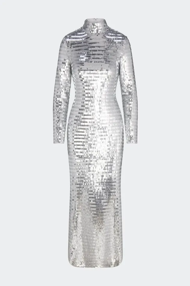 Women Simon Miller Dresses Sequin Sculpty Dress In Satellite Silver