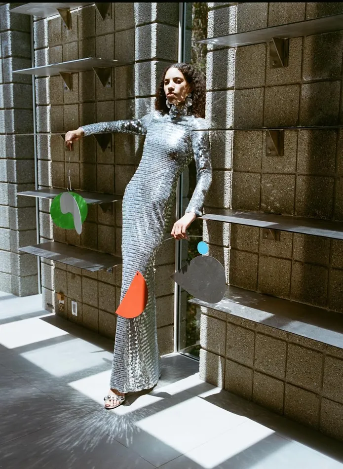 Women Simon Miller Dresses Sequin Sculpty Dress In Satellite Silver