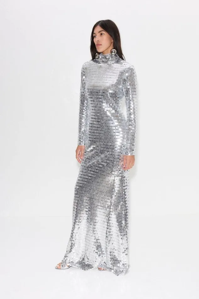 Women Simon Miller Dresses Sequin Sculpty Dress In Satellite Silver