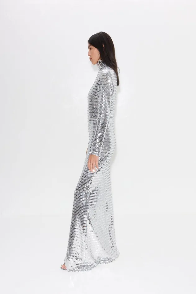 Women Simon Miller Dresses Sequin Sculpty Dress In Satellite Silver