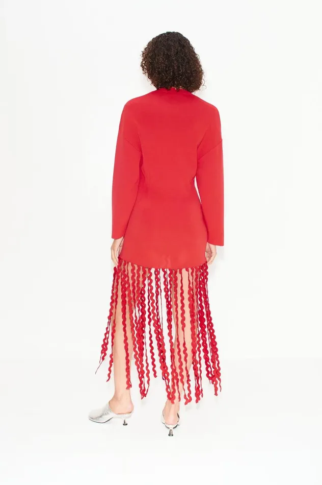 Women Simon Miller Dresses Wallis Knit Fringe Dress In Cherry Red Women Simon Miller Dresses Wallis Knit Fringe Dress In Cherry Red