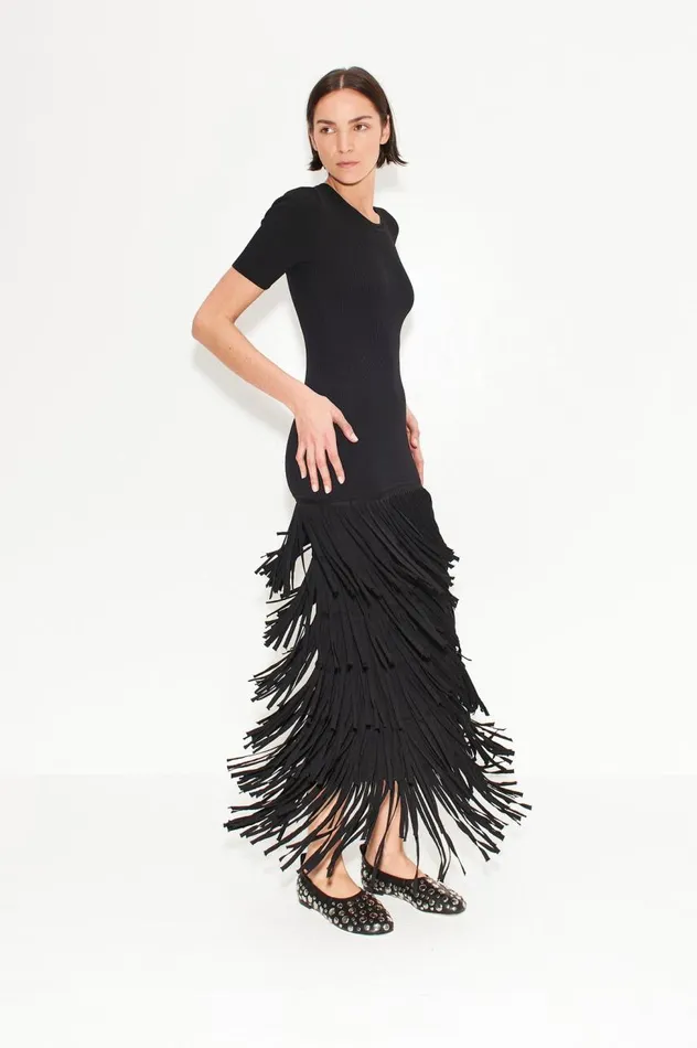 Women Simon Miller Dresses Za Za Fringe Dress In Black