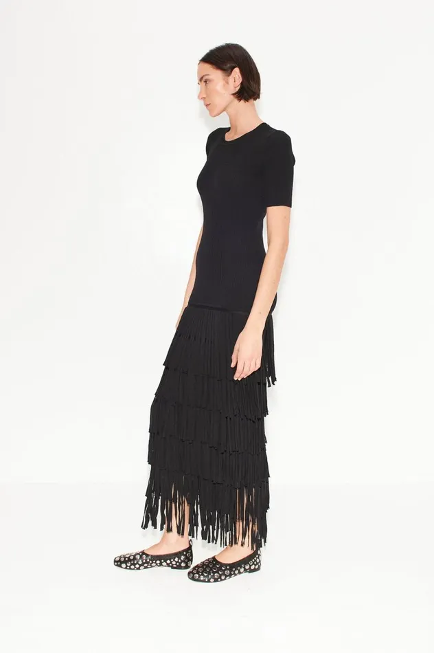 Women Simon Miller Dresses Za Za Fringe Dress In Black Women Simon Miller Dresses Za Za Fringe Dress In Black