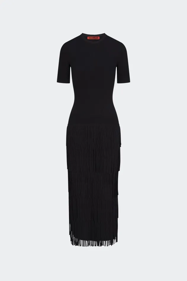 Women Simon Miller Dresses Za Za Fringe Dress In Black Women Simon Miller Dresses Za Za Fringe Dress In Black