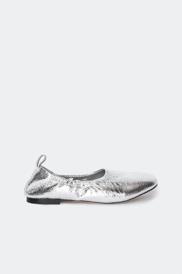 Women Simon Miller Flats Crinkle Metallic Riad Flat In Silver