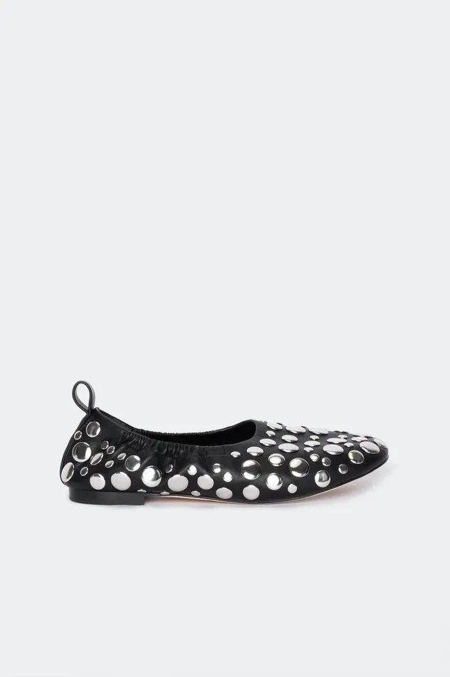 Women Simon Miller Flats Studded Riad Flats In BlackSilver