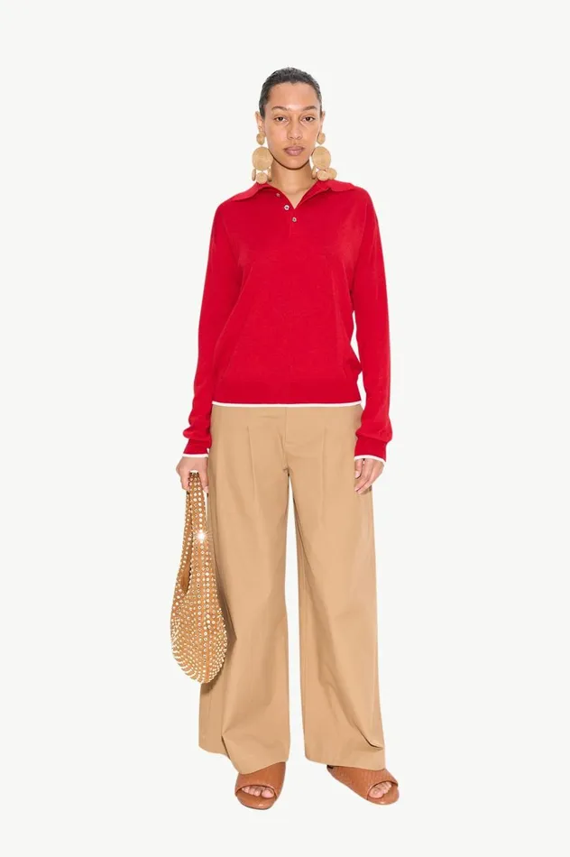 Women Simon Miller Knitwear Marcel Polo Sweater In Lucky Red Merino Wool