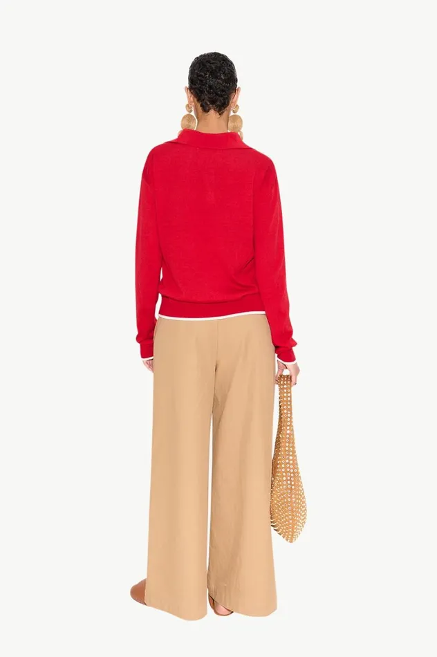 Women Simon Miller Knitwear Marcel Polo Sweater In Lucky Red Merino Wool
