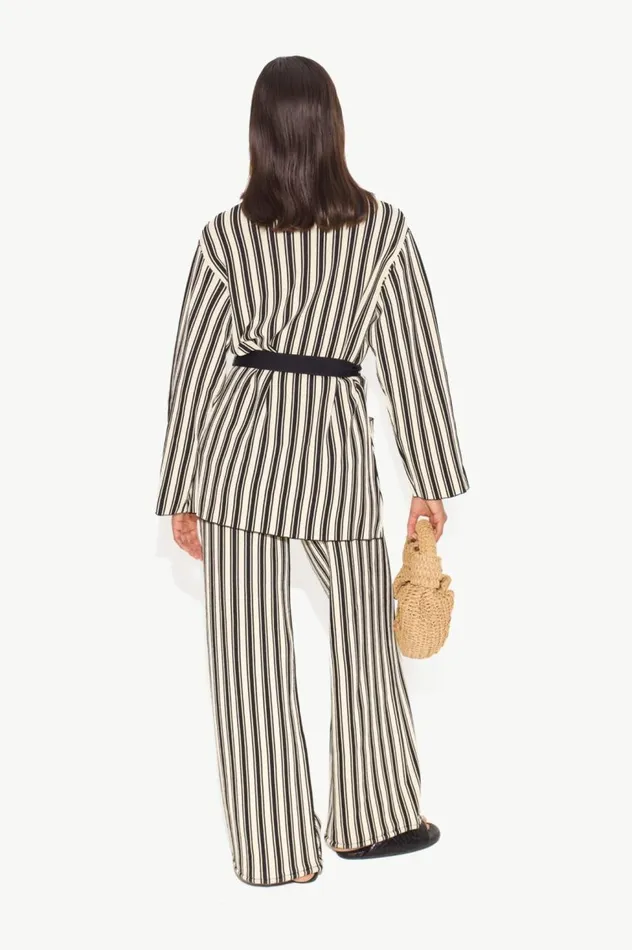 Women Simon Miller Knitwear Max Belted Knit Cardigan In BlackRice Flour Stripe Women Simon Miller Knitwear Max Belted Knit Cardigan In BlackRice Flour Stripe