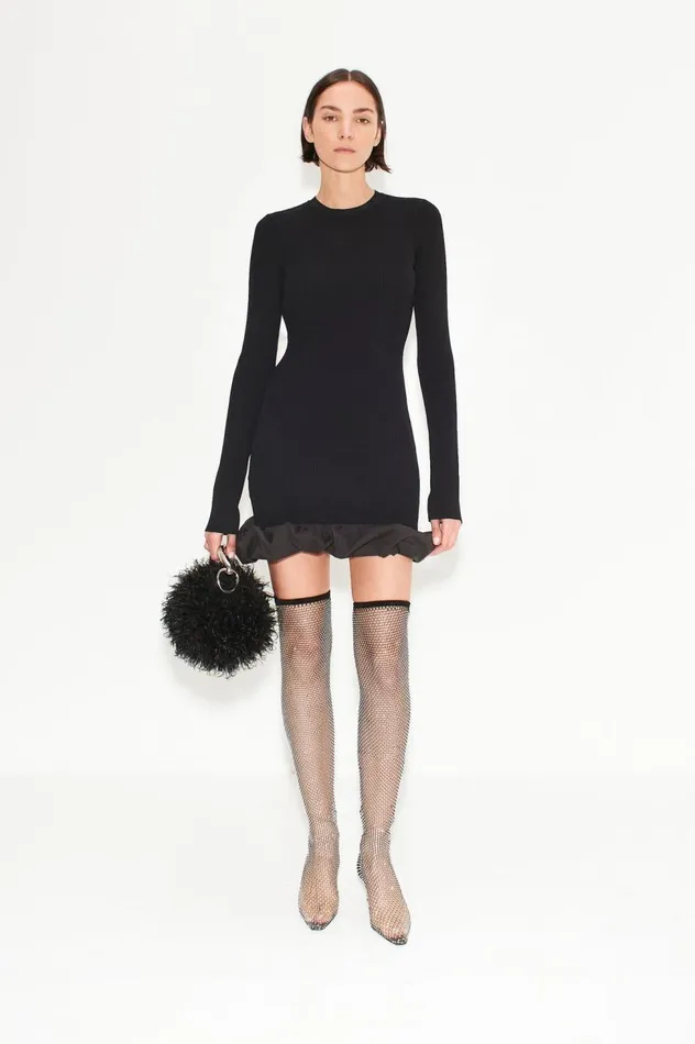 Women Simon Miller Knitwear Otto Knit Poplin Combo Dress In Black
