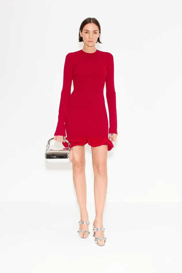 Women Simon Miller Knitwear Otto Knit Poplin Combo Dress In Sangria Malange