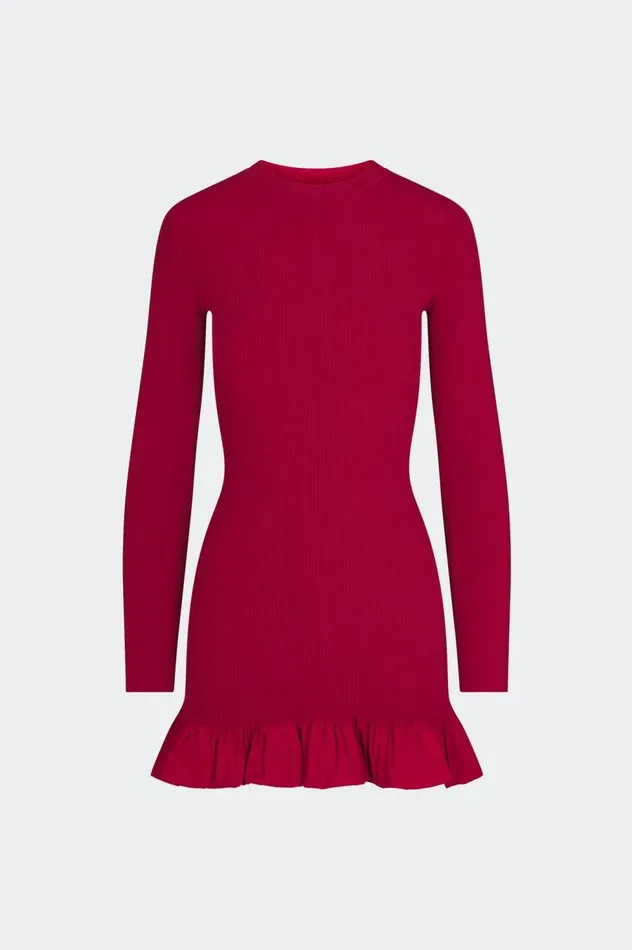 Women Simon Miller Knitwear Otto Knit Poplin Combo Dress In Sangria Malange Women Simon Miller Knitwear Otto Knit Poplin Combo Dress In Sangria Malange