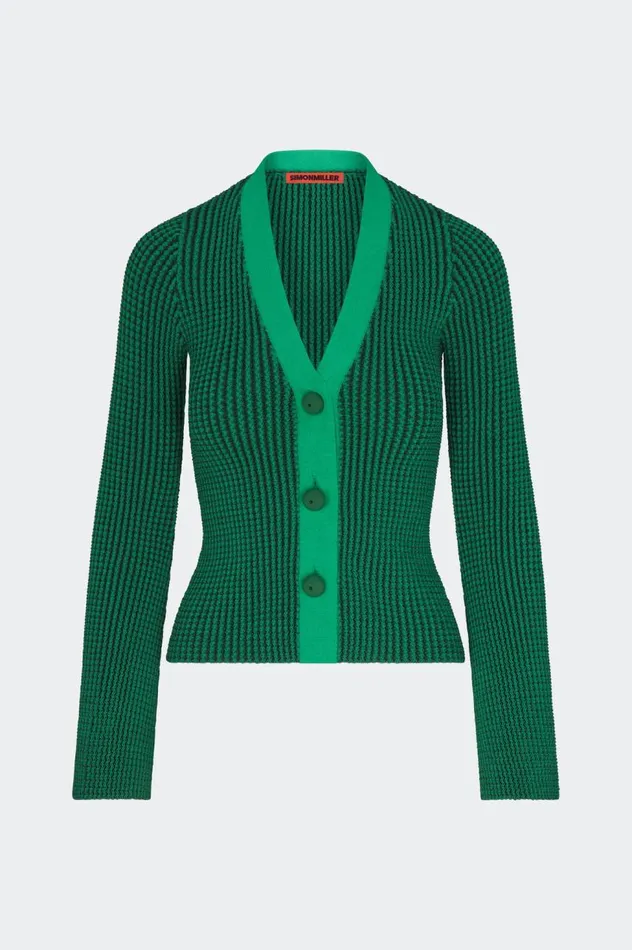 Women Simon Miller Knitwear Peep Textured Knit Cardigan In Gummy Green