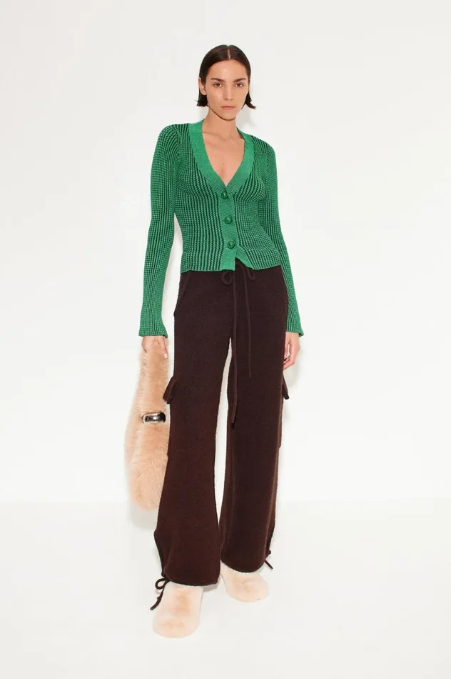 Women Simon Miller Knitwear Peep Textured Knit Cardigan In Gummy Green Women Simon Miller Knitwear Peep Textured Knit Cardigan In Gummy Green