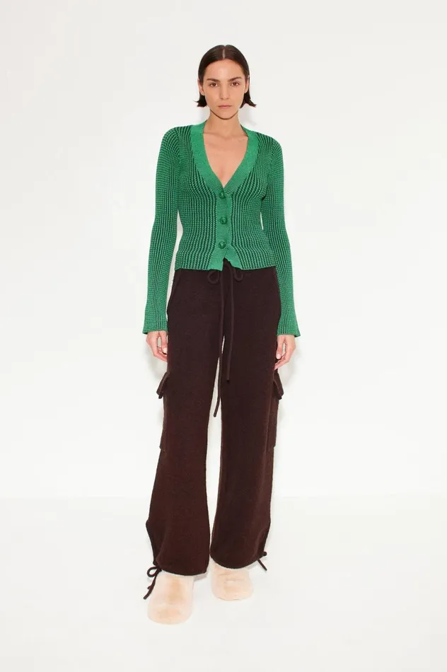 Women Simon Miller Knitwear Peep Textured Knit Cardigan In Gummy Green Women Simon Miller Knitwear Peep Textured Knit Cardigan In Gummy Green