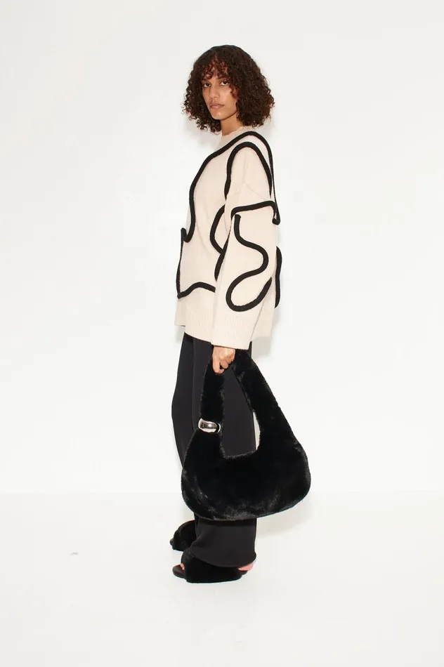 Women Simon Miller Knitwear Simon Miller Leith Squiggle Knit Sweater In CreamBlack Women Simon Miller Knitwear Simon Miller Leith Squiggle Knit Sweater In CreamBlack
