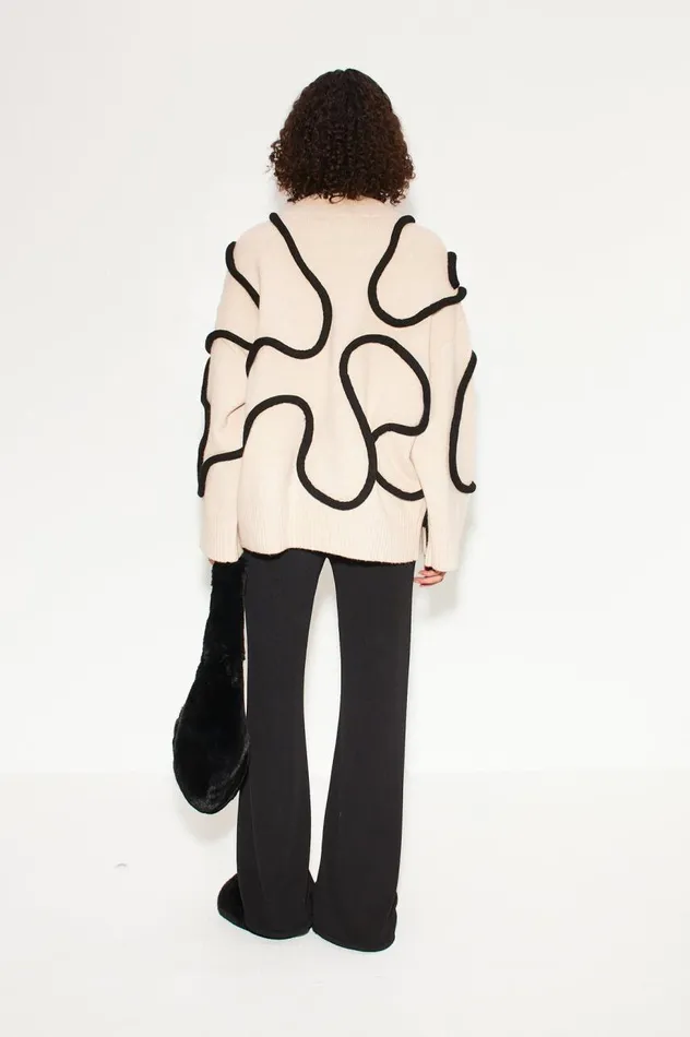 Women Simon Miller Knitwear Simon Miller Leith Squiggle Knit Sweater In CreamBlack Women Simon Miller Knitwear Simon Miller Leith Squiggle Knit Sweater In CreamBlack