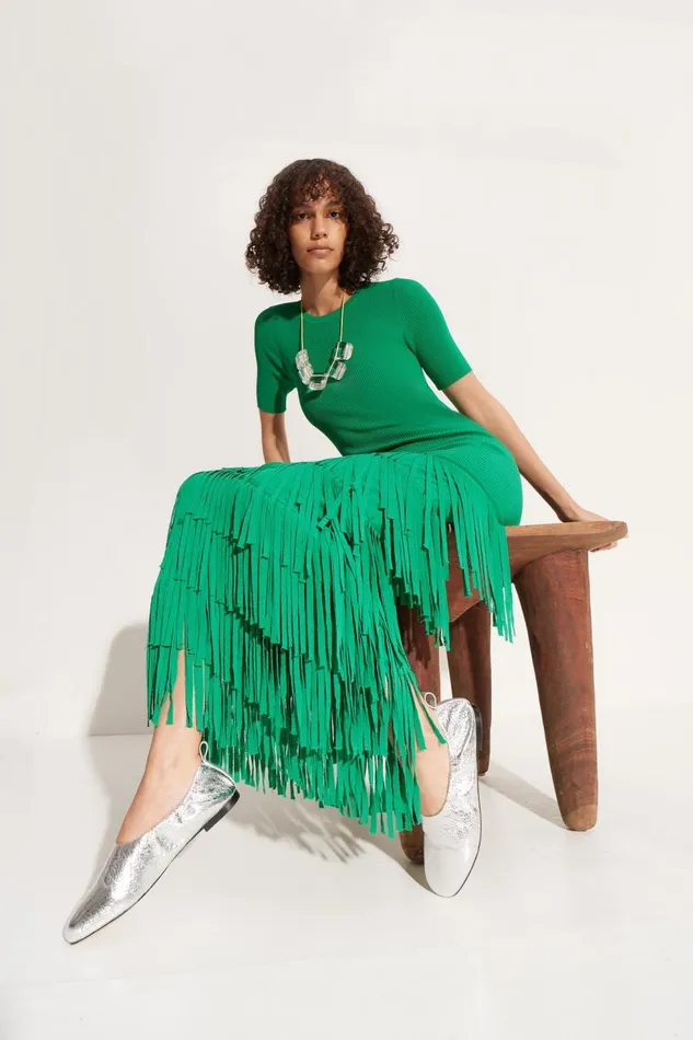 Women Simon Miller Knitwear Za Za Fringe Dress In Jade Women Simon Miller Knitwear Za Za Fringe Dress In Jade